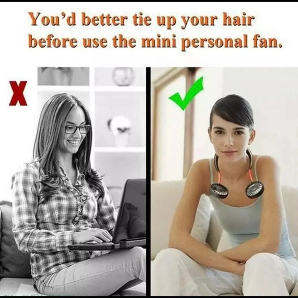 Rechargeable USB Neckband Cooling Fan
